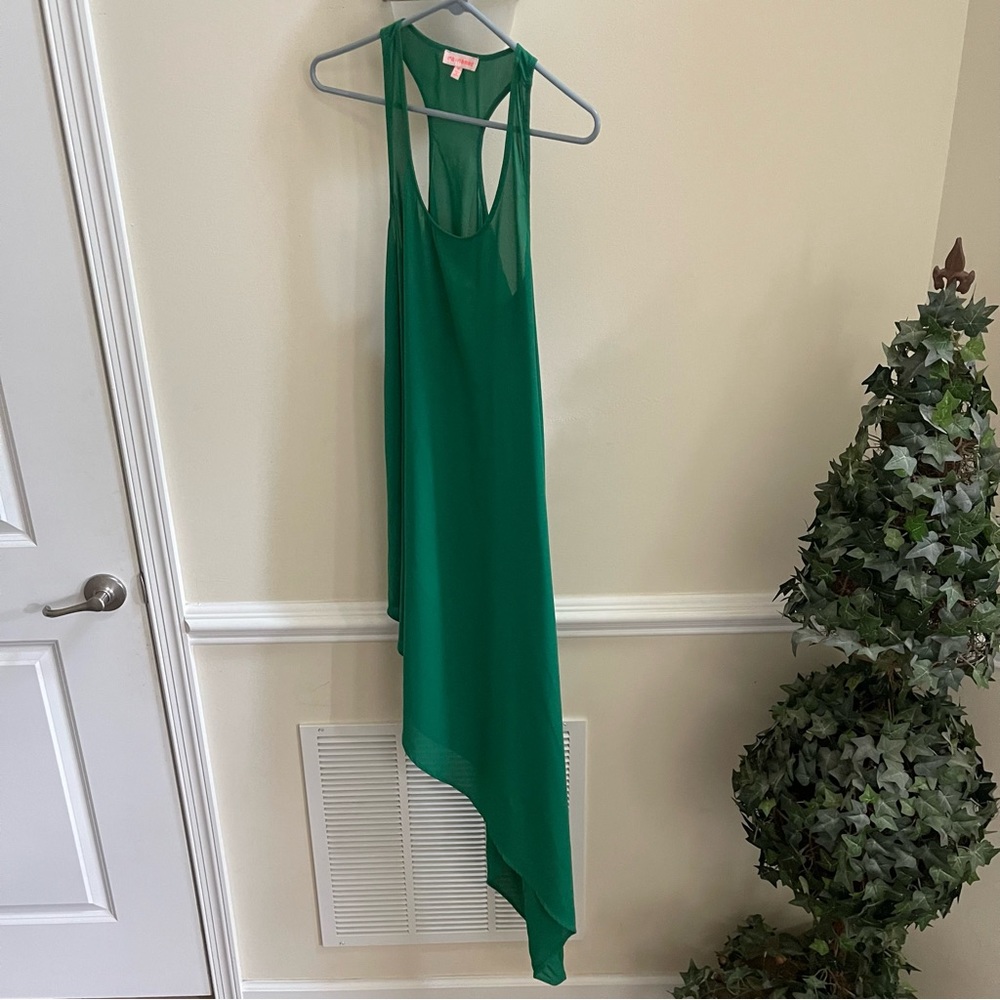 Green Asymmetrical Shift Dress